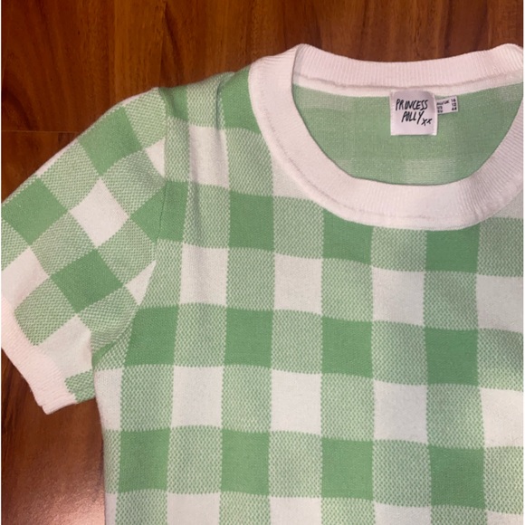 Princess Polly Green Checkered Sweater Top - Picture 6 of 6